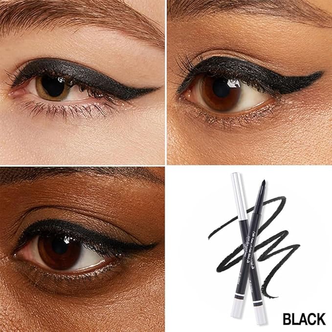 Automatic Black Eyeliner Pencils, 6PCS Eye Liner Shadow Brow Pen for Women – Multi-Use Auto Cream Smooth Matte Blackest Pen, Vegan (ZC)