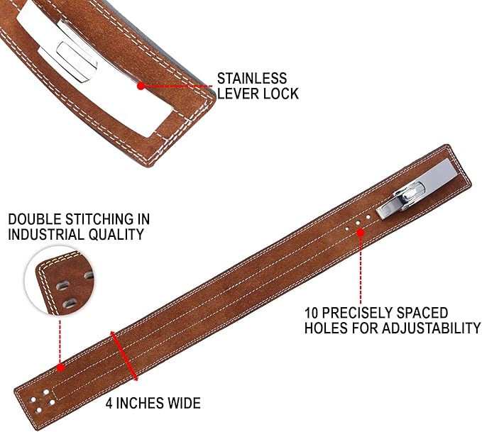 ARD CHAMPS™ 10MM Weight Power Lifting Leather Lever