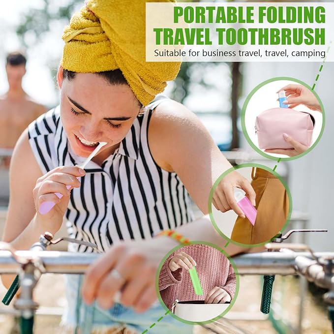 WSSROGY 5 Pack Potable Folding Travel Toothbrush Bulk for Travel, Business Trip, Camping