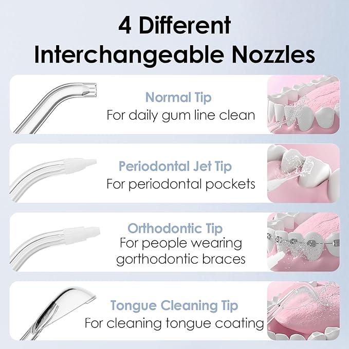 Hooyapik Portable Eco-Friendly Water Flosser 225ML Long-Lasting Endurance Travel Oral Irrigator for Gum Care/Implants/Braces (Blue)