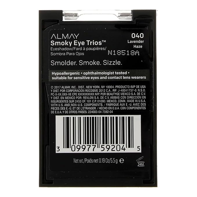 Almay Shadow Trio Palette, Longlasting Smoky Eyeshadow Makeup, Three Shades, Hypoallergenic, 040 Lavender Haze, 0.087 oz