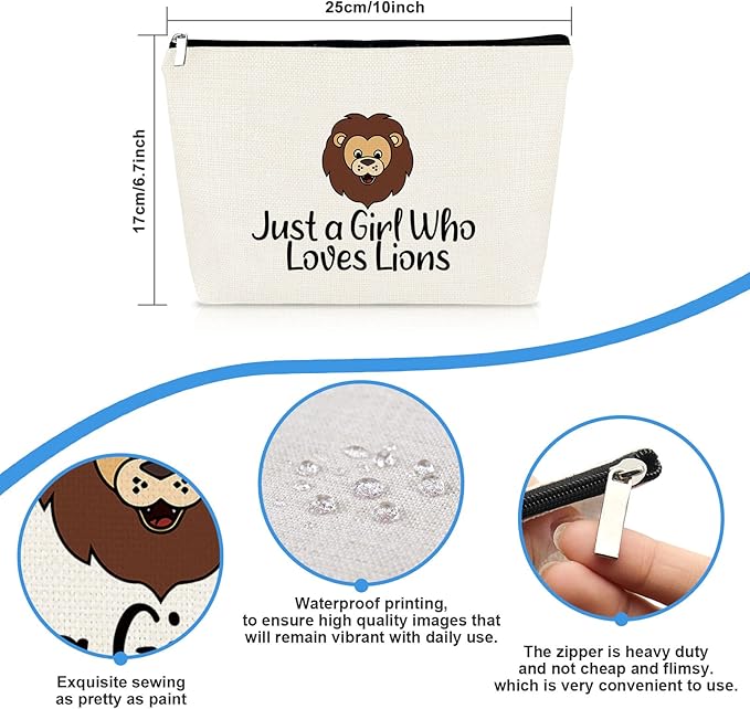 Lion Lover Gift Makeup Bag Lion Gifts for Women Cosmetic Bag Animal Lover Gift Lion Inspire Gift Birthday Christmas Graduation Gifts for Daughter Sister Best Friend Friendship Gift Travel Toiletry Bag