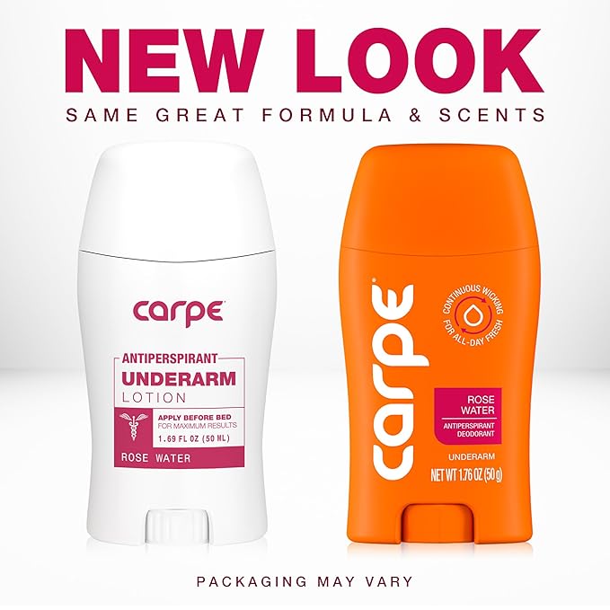 Carpe Underarm Antiperspirant for Women - 72 Hour Sweat & Odor Control - Women's Sweat Control Antiperspirant Deodorant - Extra Strength - Rose Water - 3 Pack