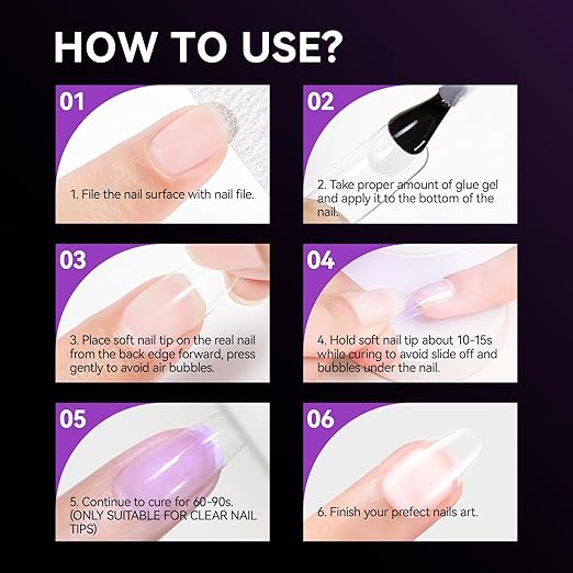 gelike ec Nail Tips Almond for Salon: 240 PCS Small Short Soft Gel Nail Tips for Manicure - 12 Sizes