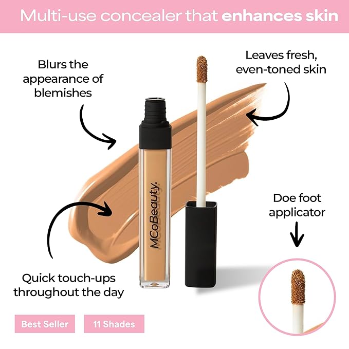 MCoBeauty - Brighten & Perfect Cream Concealer - 2.5 Light Natural - Hydrating Corrector Medium Coverage Blemish & Under Eye Concealer - With Vitamin E, Hyaluronic Acid & Aloe Vera