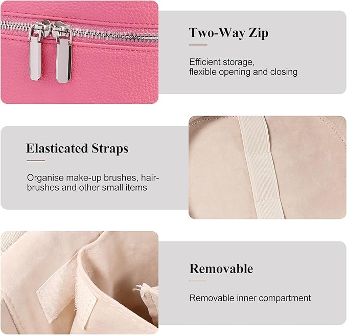 honitty Makeup Bag, Travel Make up Case with Compartments and Handle, Portable Cosmetic Organizer Bags,Toiletry Bag for Women