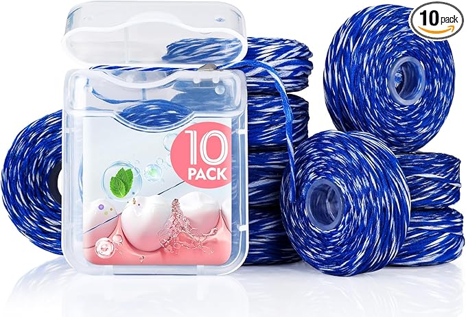 Woven Dental Floss, Expandable Waxed Dental Floss for Gentle,Oral Care Whitening Dental Floss,Plaque Remover for Teeth,String Floss,Mint,10 Spools (32.8 yd Each)