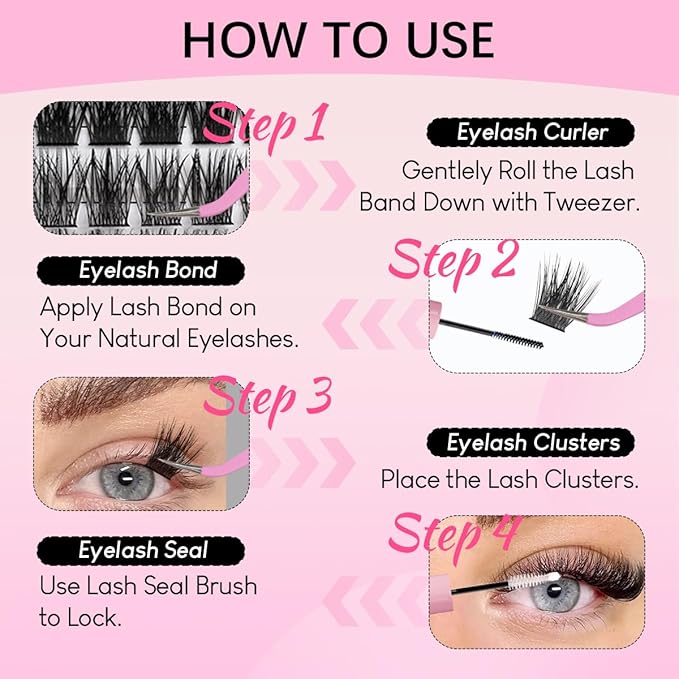 Natural Lash Clusters Kit Wispy Eyelash Clusters 120 pcs Cluster Eyelash Extensions C Curl Individual Lashes 10-16 mm Mix Length Natural Look (Natural A50 KIT 120 Pcs)