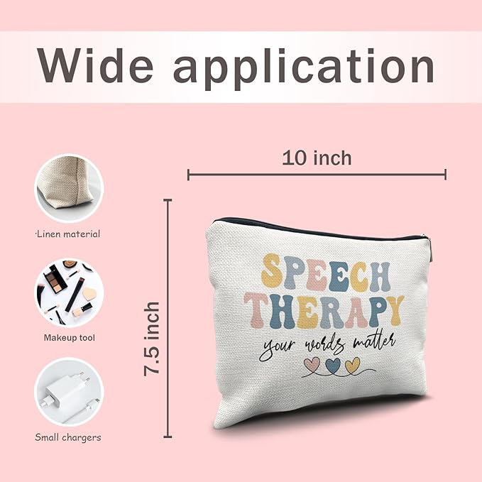 Nogrit Speech Therapy Gifts Makeup Bag,SLP Speech Pathologist Gifts, Speech Therapist Gift SLP Gifts for Speech Language Pathologist Small Cosmetic Makeup Bag for Purse