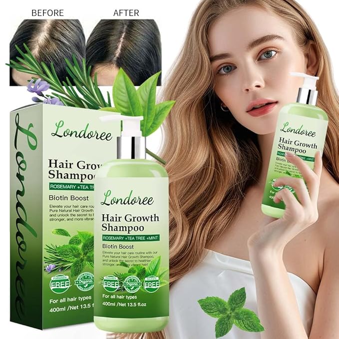 Rosemary Shampoo for Hair Growth, Thickening & Regrowth Formula for Men & Women, Rosemary Mint Strengthening Shampoo with Tea Tree Oil & Biotin for Scalp Therapy & Hair Fall Control 13.5 fl.oz (400ml)