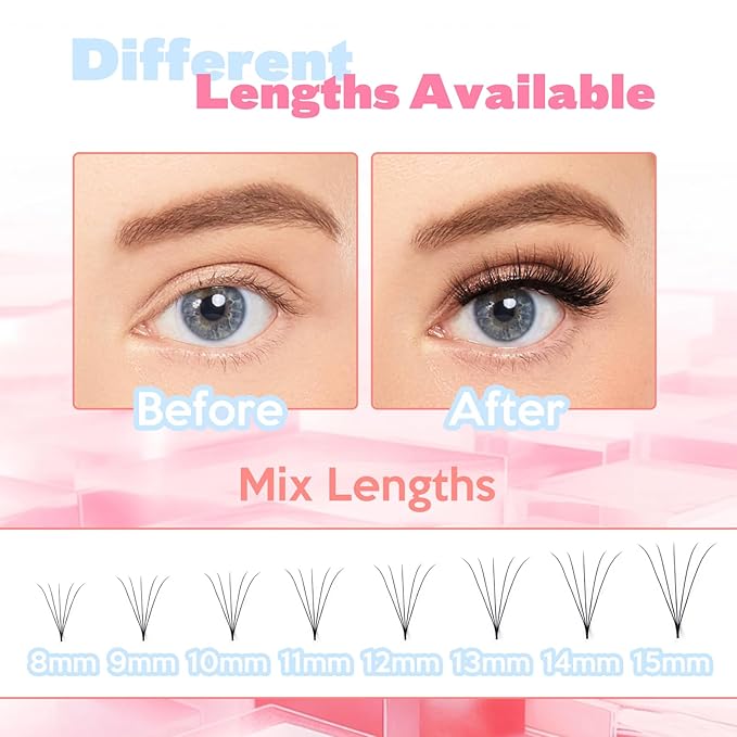 FADLASH 600 Premade Volume Fans Wispy Lash Extensions Natural Look Handmade Lashes Loose Fan Volume Eyelashes Thickness 0.07 D Curl Eyelash Extension Mix Length (5D-0.07D-8-15mm)