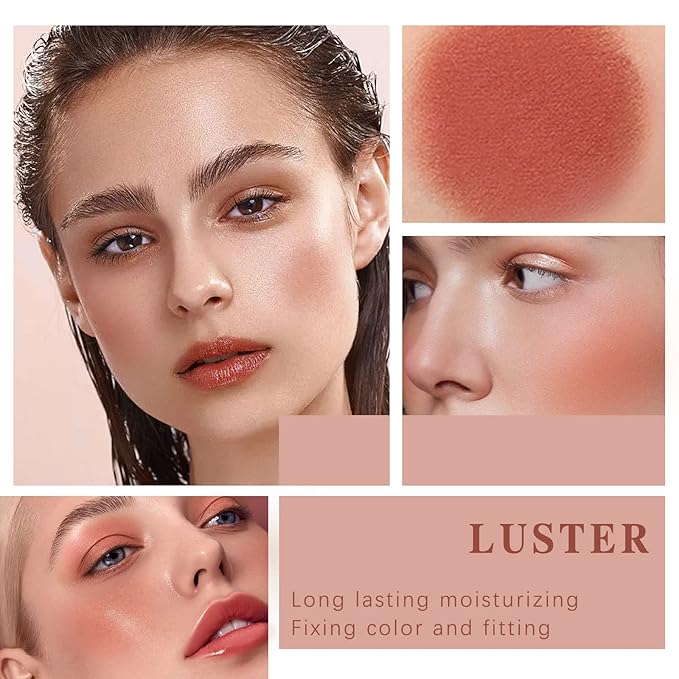 Cream Blush Stick for Cheeks Makeup, Waterproof Face Rose Red