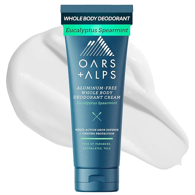 Oars + Alps Whole Body Deodorant for Men & Women, Aluminum Free & Deodorant with Spearmint, Citrus, Cedar, Multi-Action Odor Defense, Long Lasting, Anti-Chafe, Eucalyptus Spearmint, 2.5oz