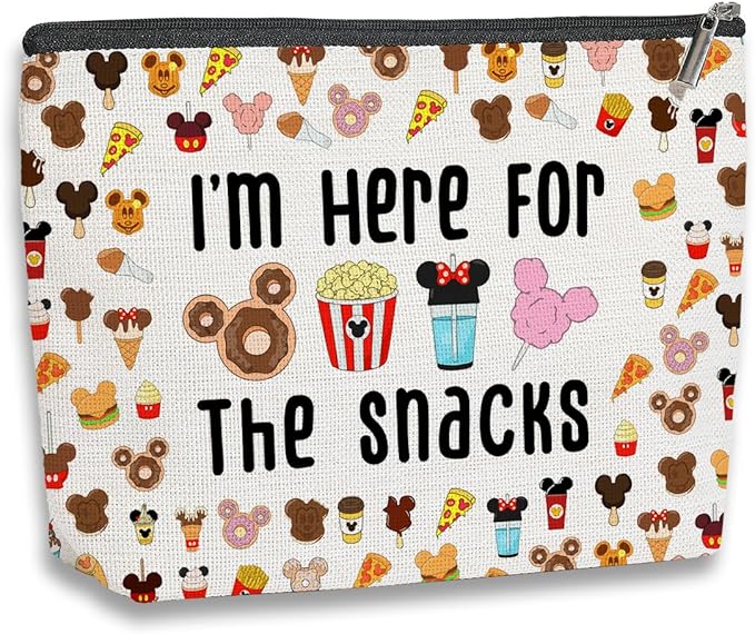 kdxpbpz Magic Kingdom Lover Gift Halloween Snacks Cosmetic Bag Snacks Bag for Travel Cute Toiletry Bag for Girls Teens Friends Makeup Organizer Zipper Pouch (for The Snacks White)