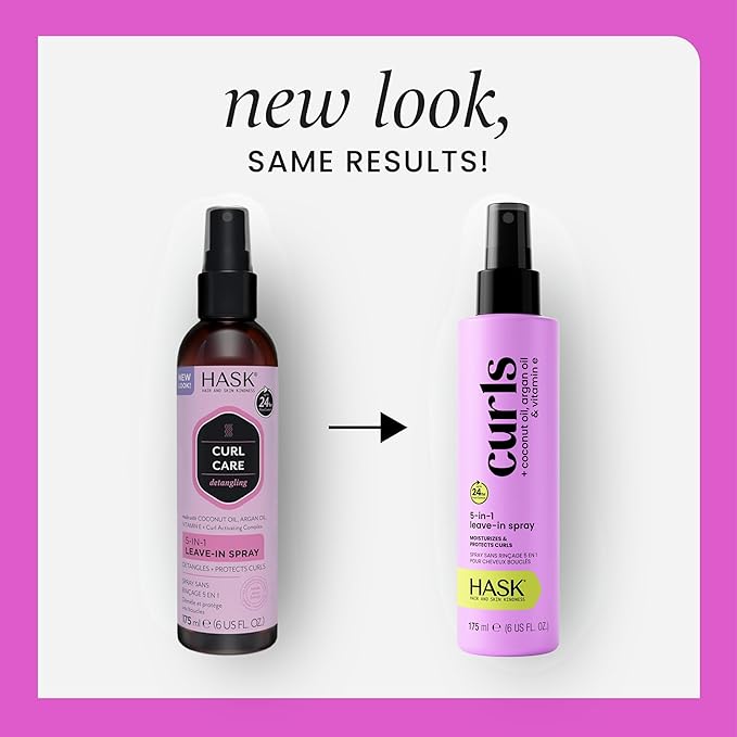 HASK 5-in-1 Leave-In Conditioner Duo (6oz-Qty 2) & Deep Conditioner Packette, Color Safe, Sulfate-Free, Paraben-Free, Gluten-Free, for All Hair Types (Curl Care)