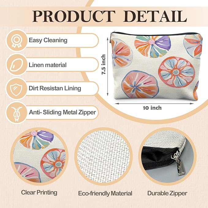 RYYCDOI Summer Fruit Slice Aesthetic Makeup Bag, Fruit Lover Gifts Cosmetic Bags for Women, Trendy Preppy Orange Citrus Zipper Makeup Pouch