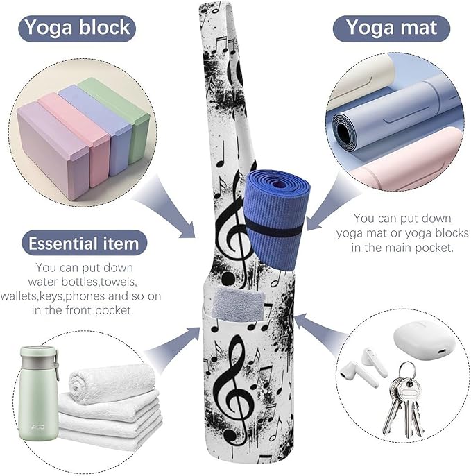 Portable Single Shoulder Yoga Mat Bag Carrier with Pocket Spacious Storage for Yoga Gym Fitness