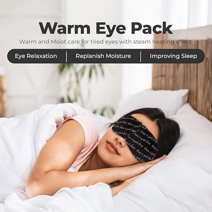 KGALLERY Warm Eye Pack, Unscented Self-Heating Steam Eye Mask – Disposable Heated Mask for Dry & Tired Eyes, 30 Minutes of Gentle Steam Therapy for Sleep, Relaxation & Travel (20 Count)