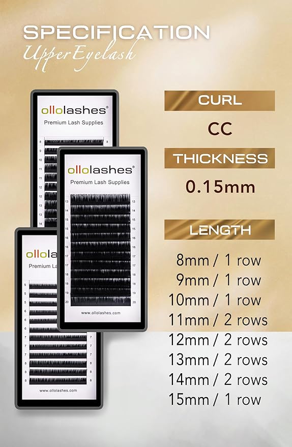 Eyelash Extension B C CC D J Curl Mix 5-20mm 0.03 0.05 0.07 0.15 Super Matte Classic Lash Extensions Professional Supplies for Lash Techs (J-0.15, 8-15mm)