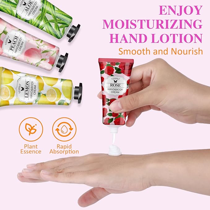 16 Pack Hand Cream Set, Valentines Day Gifts, Bridesmaid Gifts, Bulk Hand Lotion Travel Size for Dry Cracked Hands, Mini Hand Lotion for Thank You Gifts and Mothers Day Gifts with a Greeting Card