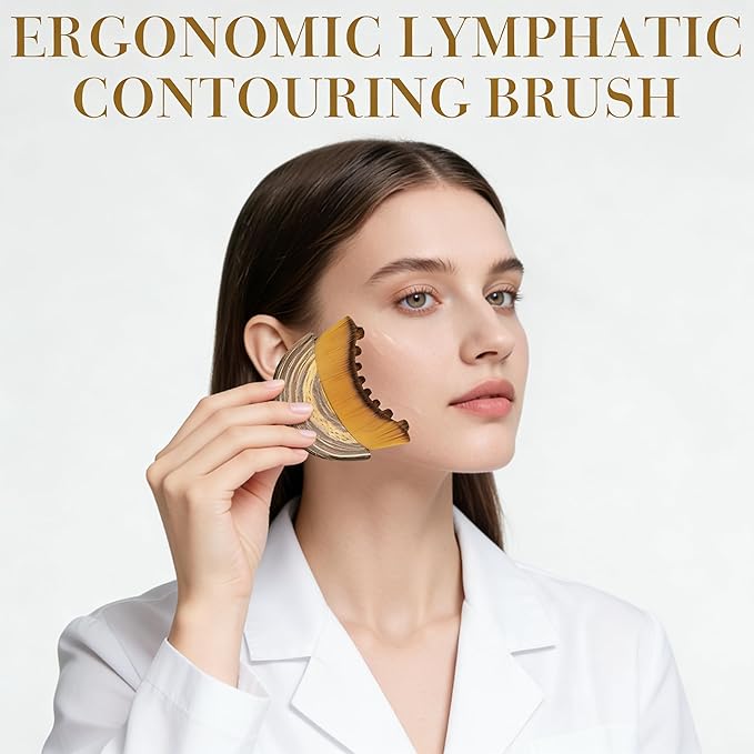Only Romee 2 PCS Lymphatic Contour Face Brush, Ultra-Soft Facial Dry Brush for Lymphatic Drainage & Jawline Sculpting, Gentle Face Massager Tool for Puffiness Reduction, Skin & Glowing Complexion