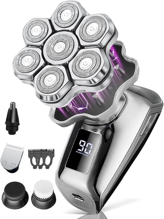Head Shavers for Blad Men, 7D Floating Blades Electric Head Shaver, IPX7 Waterproof Wet Dry Bald Head Shaver, Magnetic Detachable Rechargable Head Shavers, Valentine's Day Gifts for Male