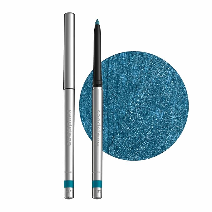 Sandstone Scandinavia Hypoallergenic Waterproof Eyeliner - Fragrance Free Metallic Blue Eye liner - Vegan and Cruelty Free Eye Pencil - Eyeliner Pencil for Sensitive Eyes (Blue Ice)