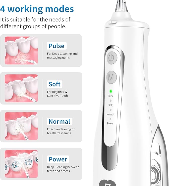 Advanced Cordless Dental Water Flosser for Teeth – Portable Oral Irrigator with 300ml Tank, USB-C Rechargeable, IPX7 Waterproof Electric Teeth Cleaner for Braces & Sensitive Gums