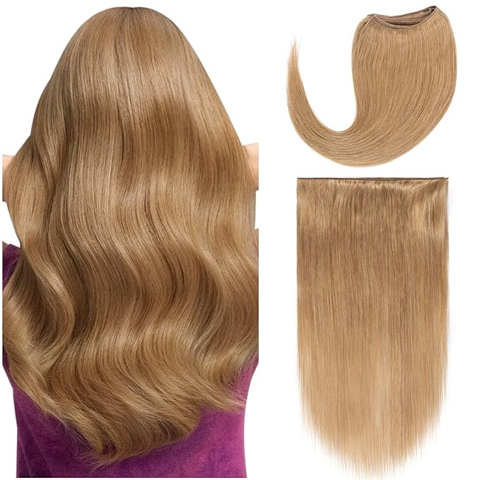 Hairro Sew in Hair Extensions Real Human Hair, 100g/bundle Weave Weft for Women Adding Volume and Length, for DIY Beauty Dating Party, 16 Inch One Bundle Straight Dark Blond