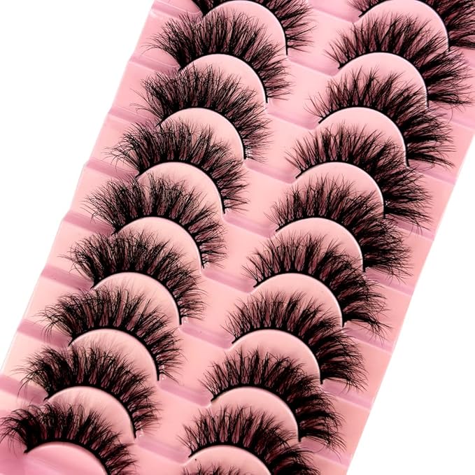 HBZGTLAD Soft Mink Eyelashes 3D Curl Winged End Eye Elongated Fake Lashes Thick Handmade Natural False Eyelash Messy Cross Lash Wholesale (WF09#)