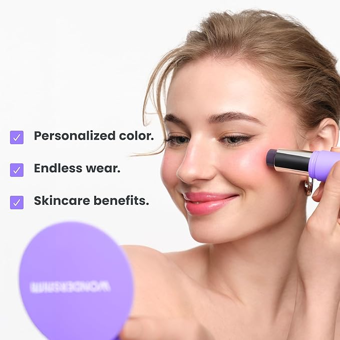 Wonderskin Cream Blush Stick pH-Activated - pHlush Multi-Use Stick, Cream Tint for Cheeks and Lips, Cooling Nourishing Color-Adjusting Makeup