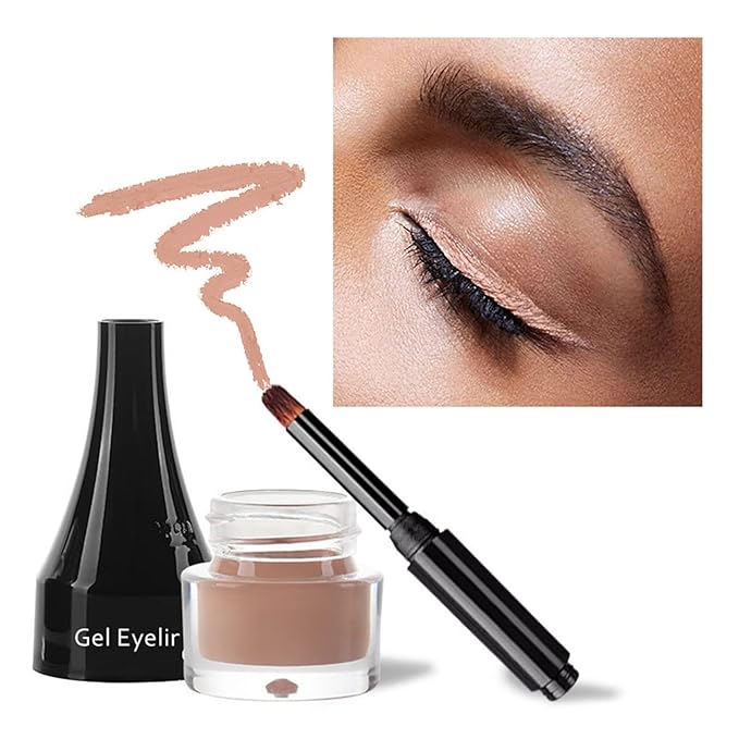 MAEPEOR Gel Eyeliner 10 Colors Smooth Cream Matte Eyeliner Gel Longlasting Waterproof and Smudgeproof High Pigment Eyeliner with Brush (04 Nude)