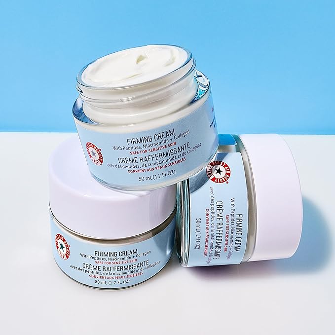 First Aid Beauty - Firming Collagen Cream with Peptides & Niacinamide, Ultra-Rich Plumping Moisturizer, Hydrates & Visibly Firms, Non-Comedogenic, Safe for Sensitive Skin, 3.5 oz