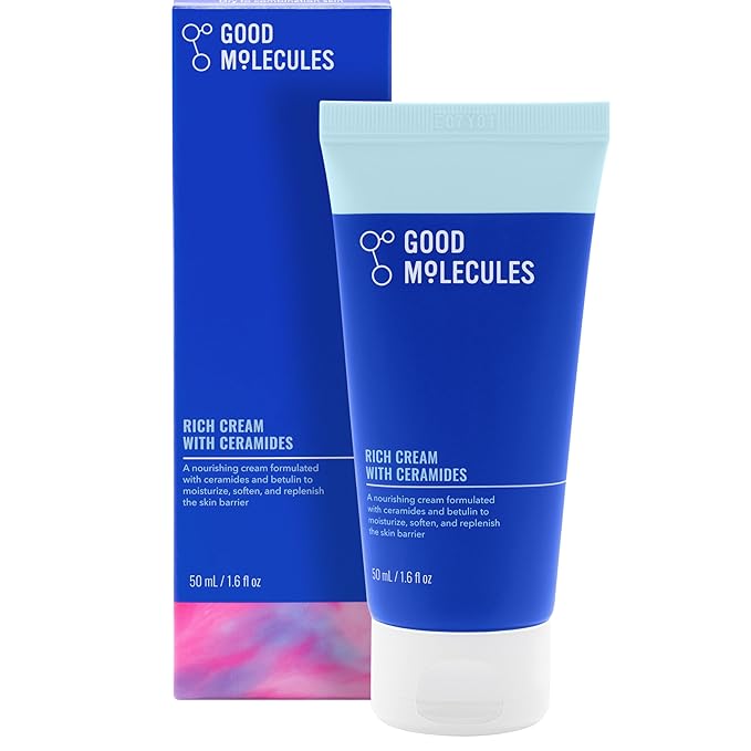 Good Molecules Rich Cream with Ceramides 50 ml / 1.6 oz – Daily Facial Moisturizer for Dry Skin, Redness – Face Lotion with Betulin Soothe, Plump, Hydrate, Moisturize – Anti-aging Skin Care