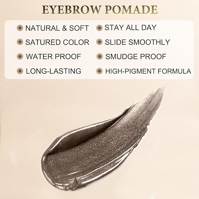 Eyebrow Stamp Stencil Kit for Eyebrows, Brow Stamp Trio Kit with Waterproof Eyebrow Pencil, Eyebrow Pomade, 20 Eyebrow Stencils, Dual-ended Eyebrow Brush and Sponge Applicator - Black Brown