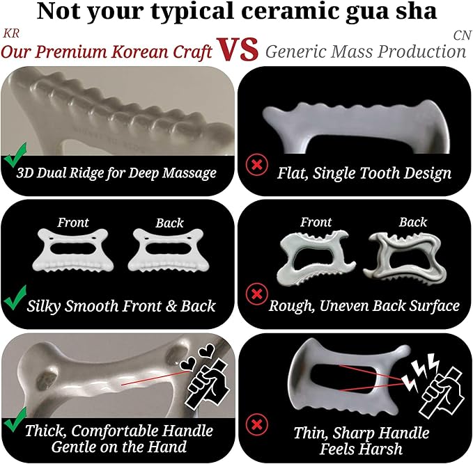 ROSE DE JARDIN Ceramic Gua Sha, Face&Body Guasha, Korean Gausha, Face Lift, Muscle Relief Massage Board, Skin Care Gift for Men Women