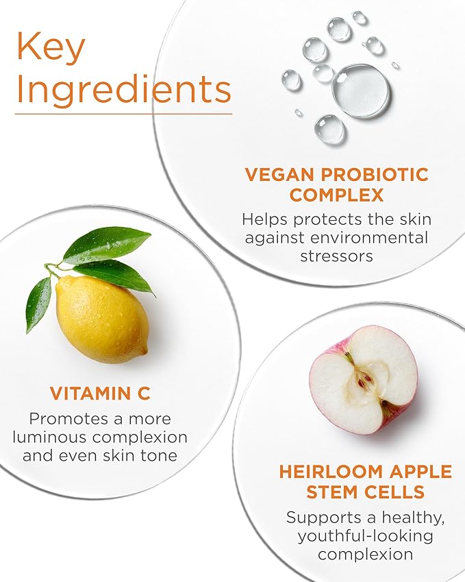 Andalou Naturals Probiotic + Vitamin C Renewal Cream - Complexion Enhancing Hydrating Face Moisturizer - Helps Promote Firmer Skin & More Even Tone - Lightweight, Non-Greasy Formula - 1.7 Oz