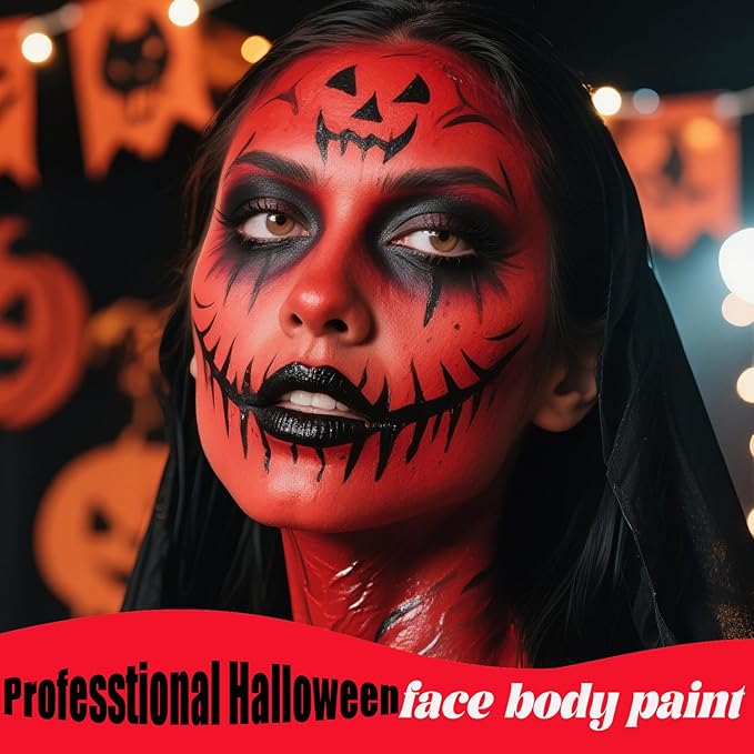 Red face body paintRed Water Based Face Body Paint，Washable Face Paint For Devil Clown Nose Red Body Paint for Halloween SFX Cosplay Costumes Festivals Makeup