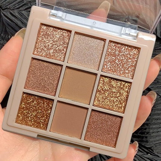 Eyeshadow Palette Makeup- 9 Colors Naked Eyeshadow Palette Matte Shimmer Korean Natural Eye Shadow palettes Highly Pigmented Naturing-Looking Long Lasting (#04)