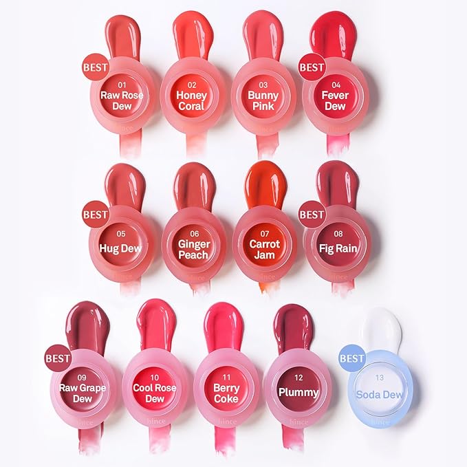 HINCE Raw Glow Dewy Ball - Tinted Lip Balm, Jelly Gloss Glow, Shine and Hydration, Lip & Blush Multiuse, Vegan, 0.12 oz. (13 colors) (SODA DEW)