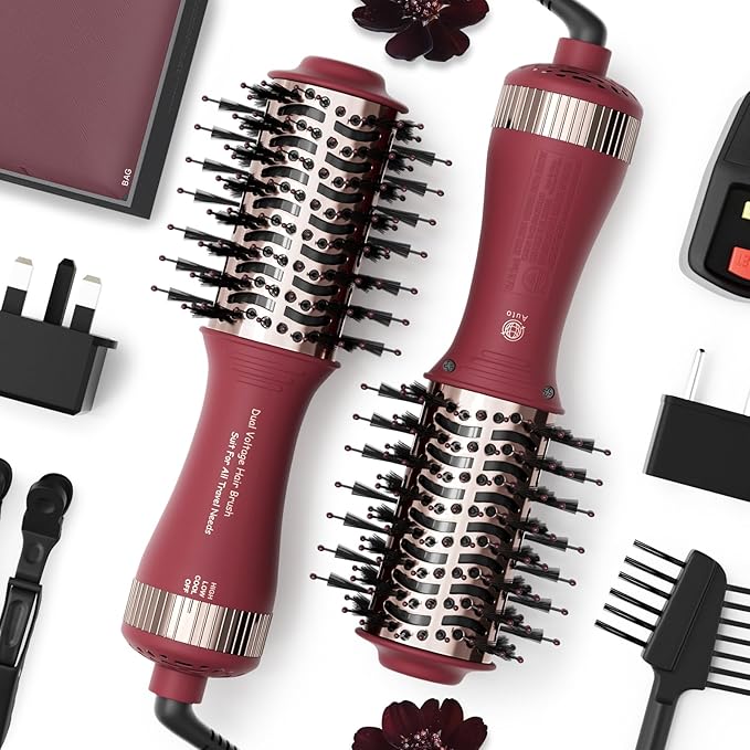 Christmas Gift for Womans-Dual Voltage Hair Dryer Brush,Travel Hair Dryer,Dual Voltage Blow Hair Dryer Brush,European Blow Hair Dryer,110~240V Mini Portable Size for International Travel
