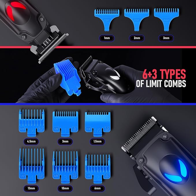 SUPRENT Hair Clippers for Men Professional – 7500 RPM Cordless Hair Cutting Kit, Electric Clippers and Trimmer Combo Set, Rechargeable Haircut Kit for Barber & Home Use（Silver）