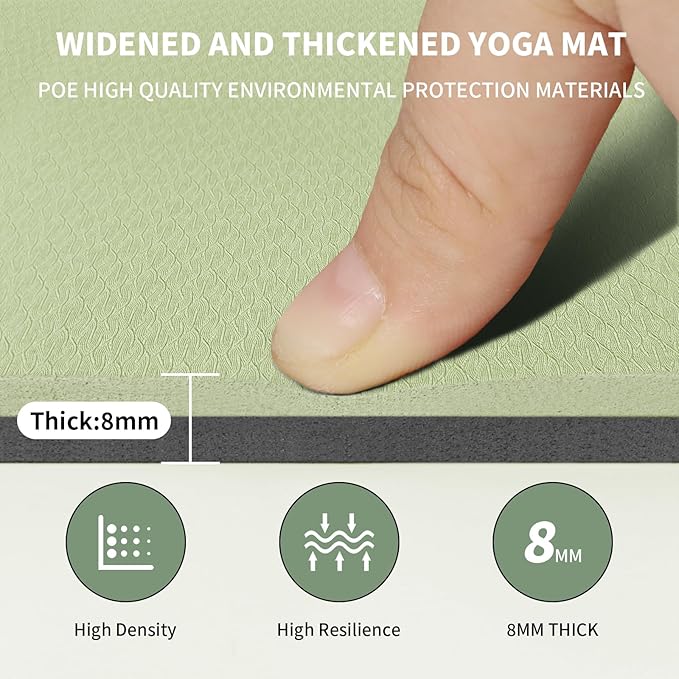 Large Yoga Mat (6'x 4') - Extra Long and Wide Workout Mat for Men and Women,Non-Slip POE 0.32''/0.4'' Thick Fitness Mat, Eco-Friendly, Thick Wide Exercise Mat for Home Workouts,Ideal for Yoga and Pilates.