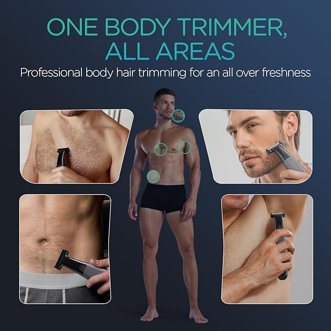 VOYOR Beard Trimmer for Men Electric Razor, Nose Face Body Hair Trimmer with Adjustable Length Combs All in 1 Rechargeable Mens Grooming Kit Cordless Electric Shaver Wet/Dry TX510 (Grey)