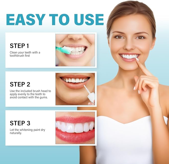 Tooth Paint, Instant Teeth Whitening Paint Kit, White Gel Paint for Teeth, Easy & Fast Get Shiny Teeth, Safe, Assertive Socializing