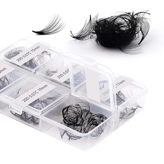 FADLASH Premade Fans Eyelash Extensions 300pcs 20D Premade Lash Fans C Curl Pre Made Fans Lash Extensions Volume Eyelash Extensions Premade Eyelash Fans Loose Fans (20D-0.07C-15-20mm)