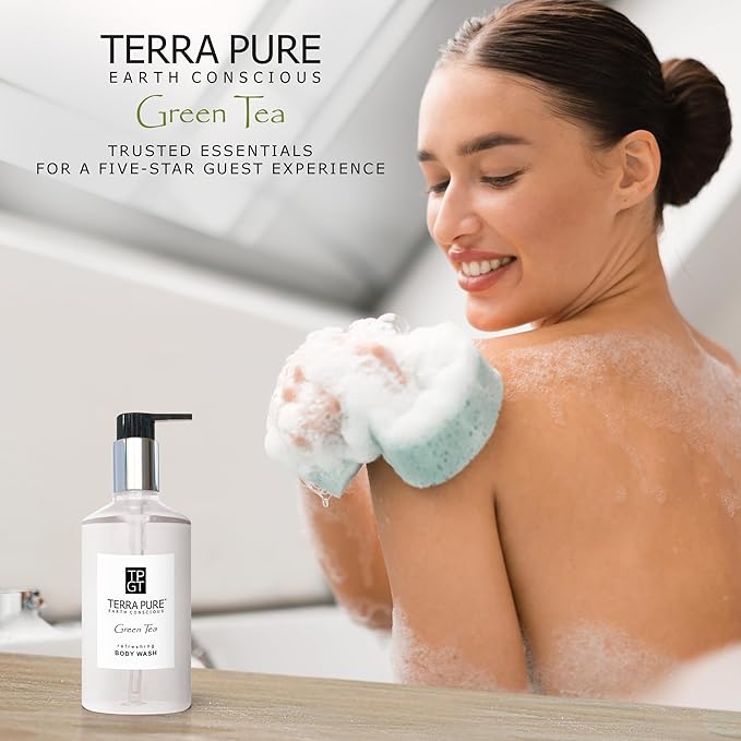 Terra Pure Green Tea Body Wash, 10.14 oz. With Organic Honey And Aloe Vera (Single)