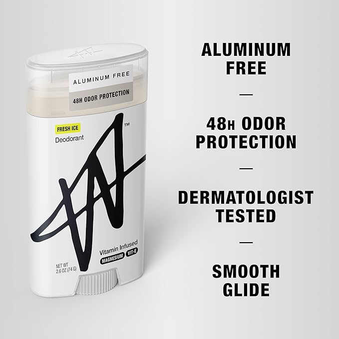 W By Jake Paul Men's Aluminum-Free Deodorant, Sensitive Skin Friendly, Dermatologist Tested, Vitamin-Infused Deodorant for Men, Fresh Ice Scent, 2.6 oz