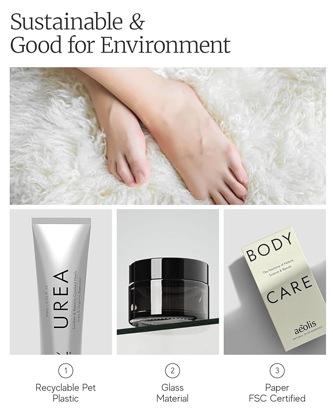 AEOLIS 10% Urea Foot Cream for Cracked Heels (2.03 fl oz), Beeswax, Shea Butter, Aloe Vera & Vitamin E – Deep Moisturizing Care for Rough Feet – Dry Heels Treatment & Softening Foot Cream