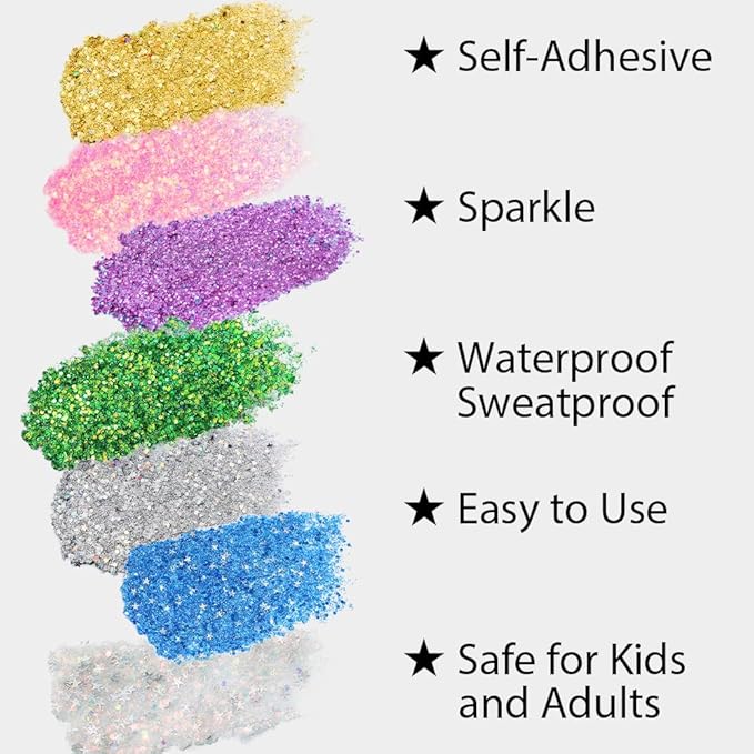 Mysense Gold Body Glitter Stick,Mardi Gras Face Hair Glitter,Festival Concert Rave Outfit Accessories for Women,Mermaid Sequins Chunky Glitter Makeup,0.56oz